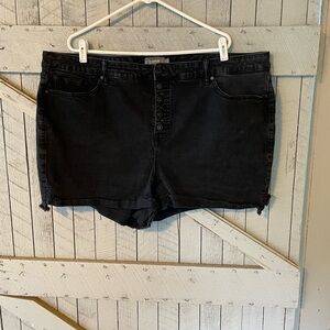 Torrid Black Button Fly Mini Jean Shorts